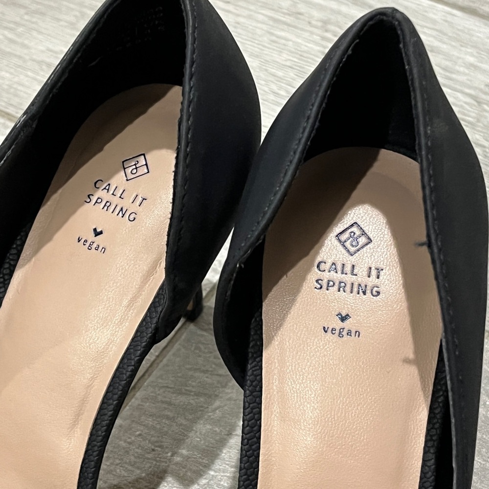 Call It Spring Vegan Black Pointed Toe Heels - image 6